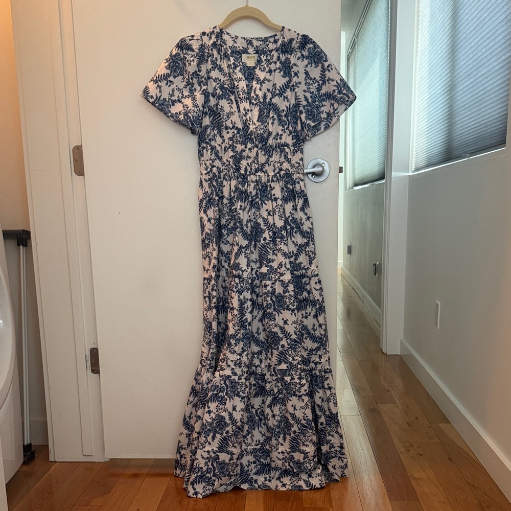 Maeve Navy and Cream Floral Maxi Dress